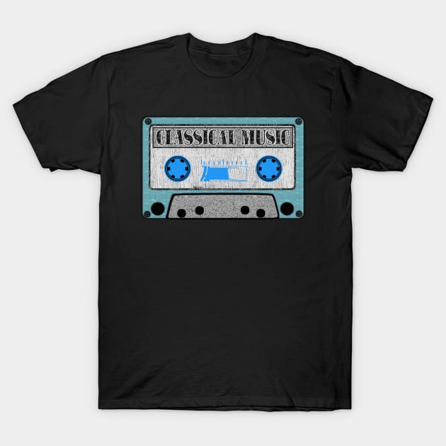 classical music blue cassette T-Shirt by toemangaa